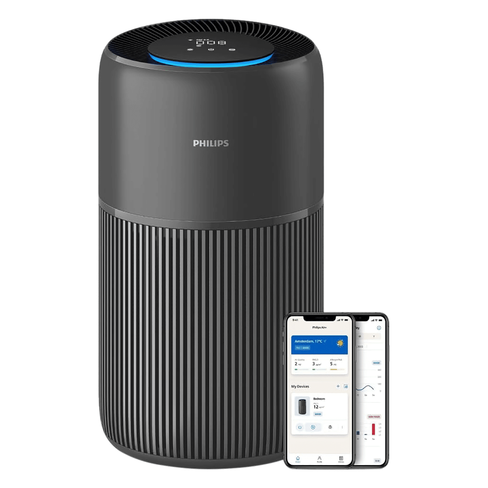 Philips AC222163 Smart Air Purifier with Silent Wing Technology (App Control with Wi-Fi, Black)