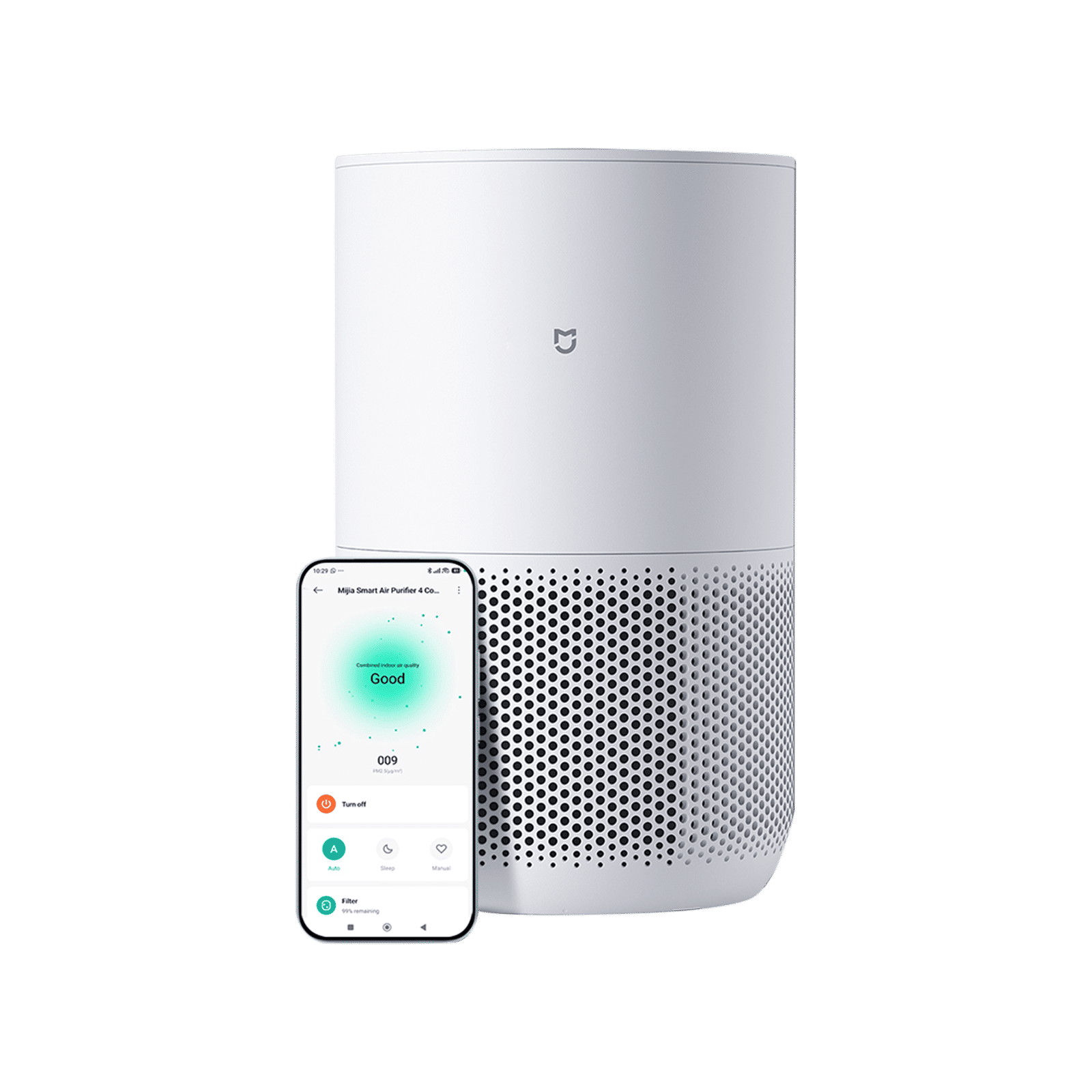 Mijia by xiaomi 4 compact smart air purifier with xiaomi home app control (3-stage high-efficiency filtration, white)