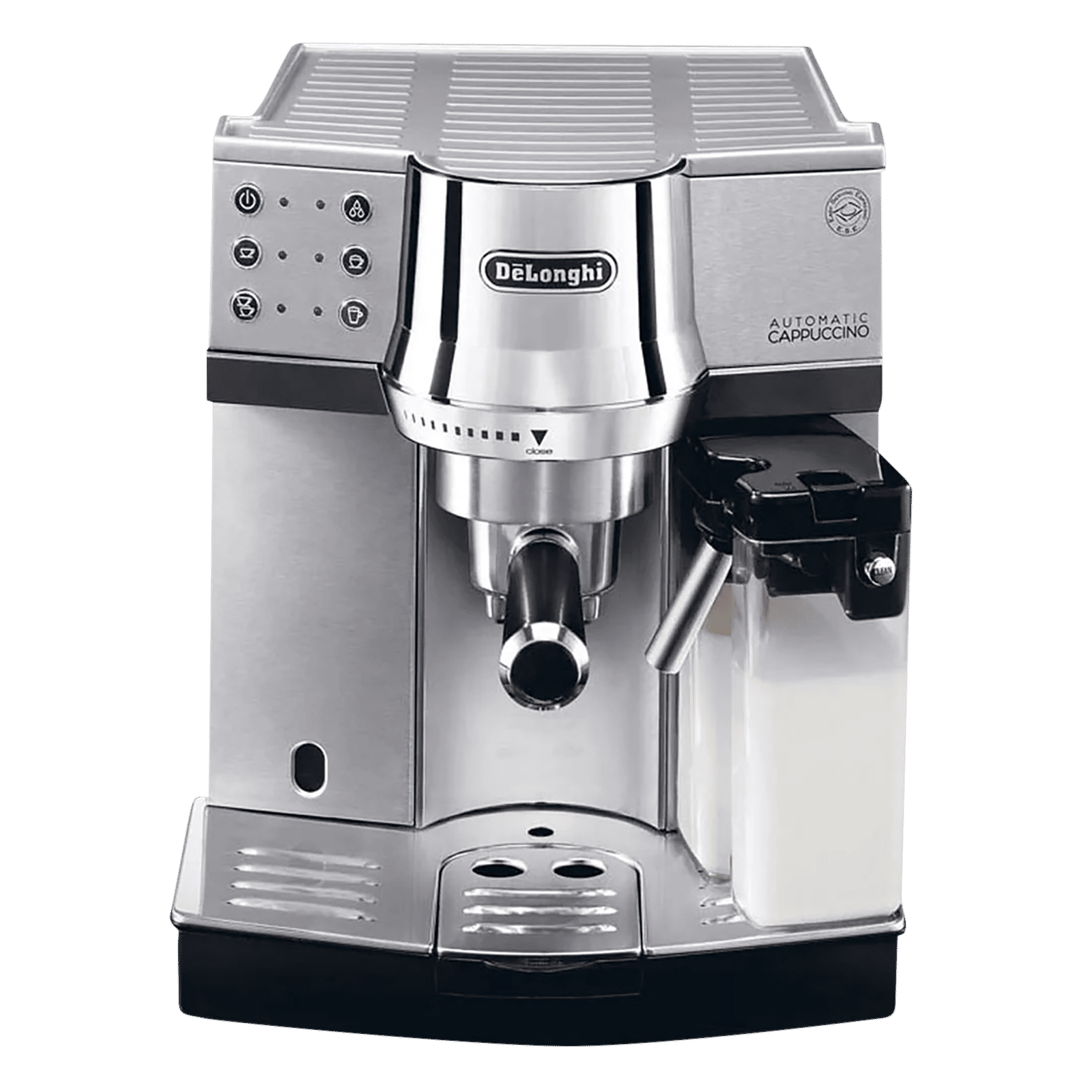 De'Longhi 1450 Watt 2 Cups Automatic Cappuccino & Espresso Coffee Maker with Water Level Indicator (Metallic)