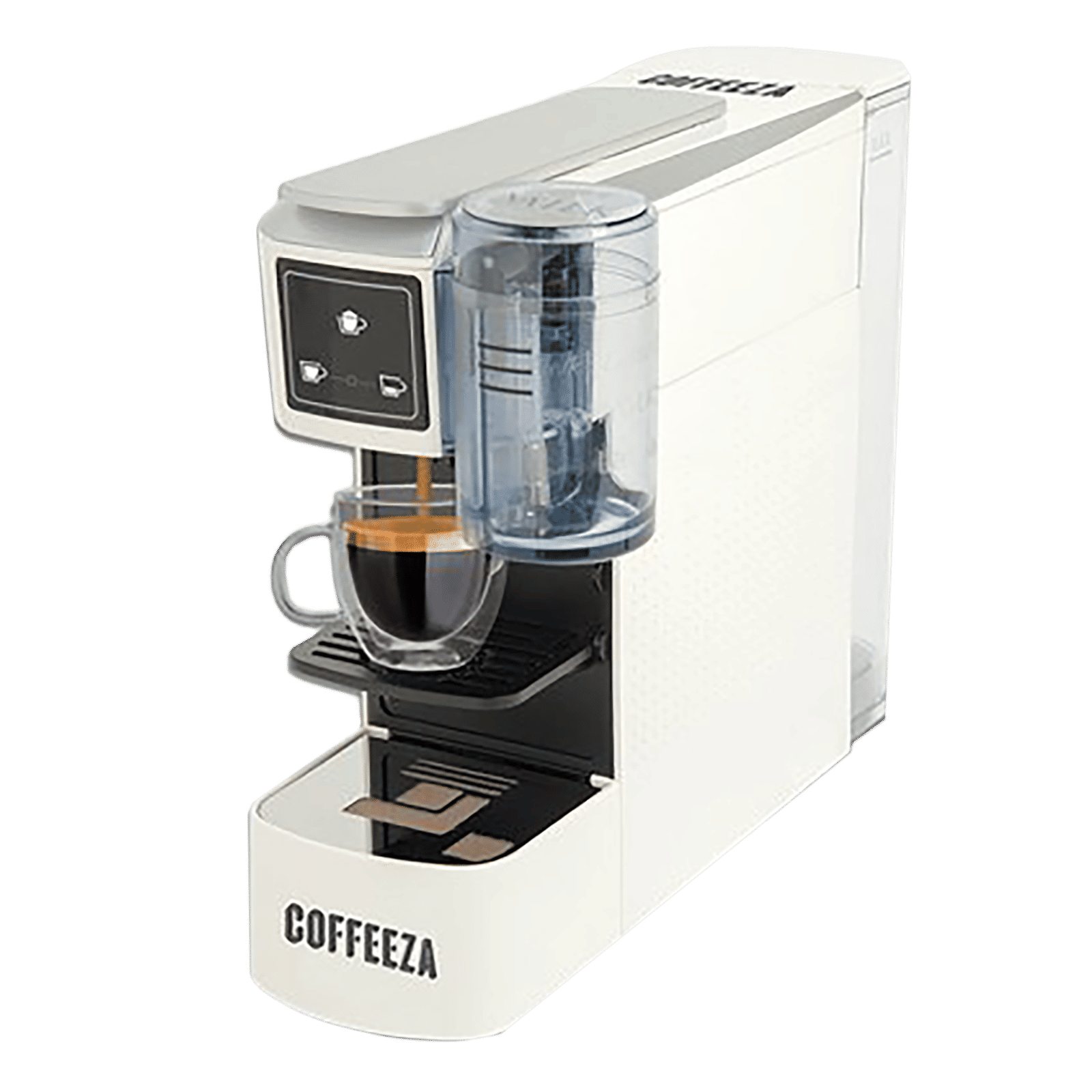 COFFEEZA Lattisso One Touch 20 Cups Automatic Cappuccino, Espresso & Lungo Coffee Maker with Removable Drip Tray (White)