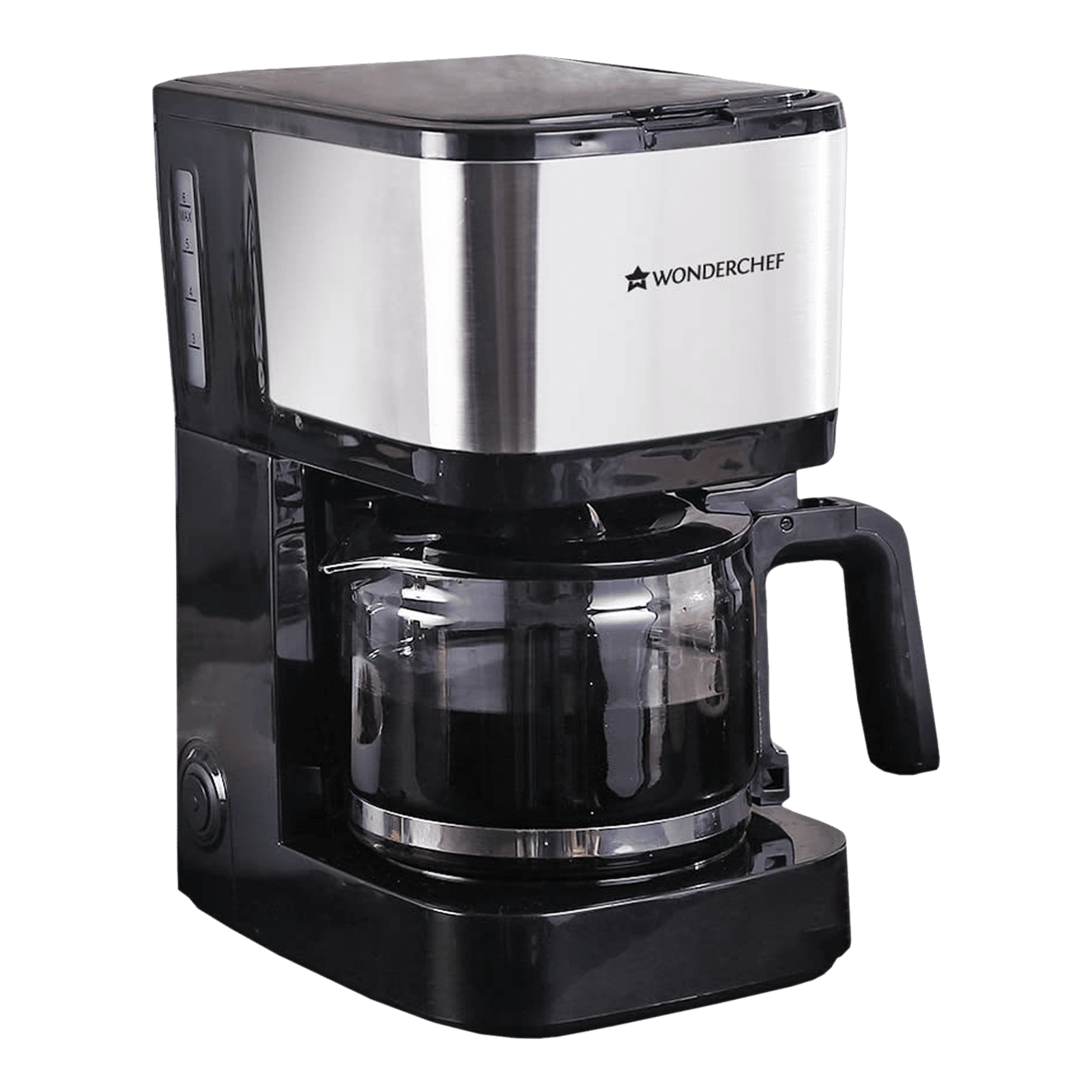 WONDERCHEF Regalia Pronto 600 Watt 6 Cups Automatic Espresso, 3-in-1 Filter Coffee & Cappuccino Coffee Maker with Drip Controller (Black and Silver)