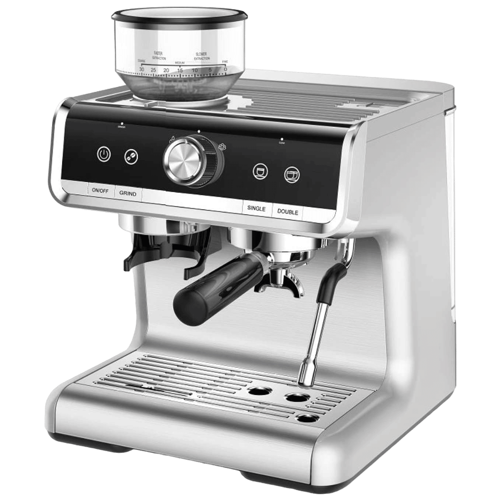 Budan BUDEM102 1500 Watt 35 Cups Manual Espresso, Americano, Latte, Flat White, Ristretto, Lungo, Affogato, Cortado, Ice Latte, Iced Americano  & Cappuccino Coffee Maker with Precise PID Temperature Control (Silver)