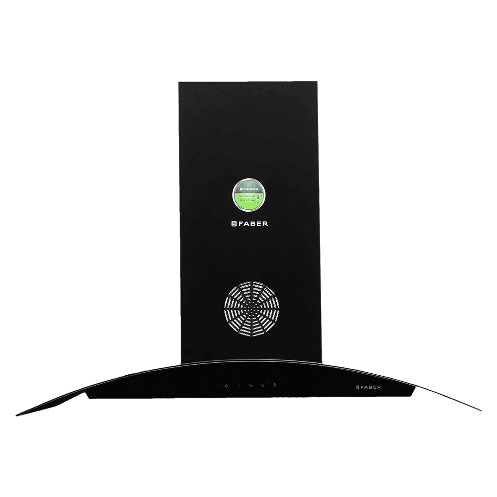 FABER Feel Plus 90cm 1095m3/hr Ductless Wall Mounted Chimney with Baffle Filter (Black)