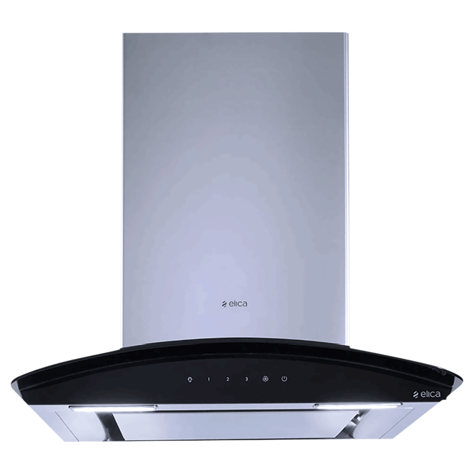 elica GLACE EDS HE LTW 60 BK NERO T4V LED 60cm 1010m3/hr Ducted Wall Mounted Chimney with Touch Control Panel (Silver)