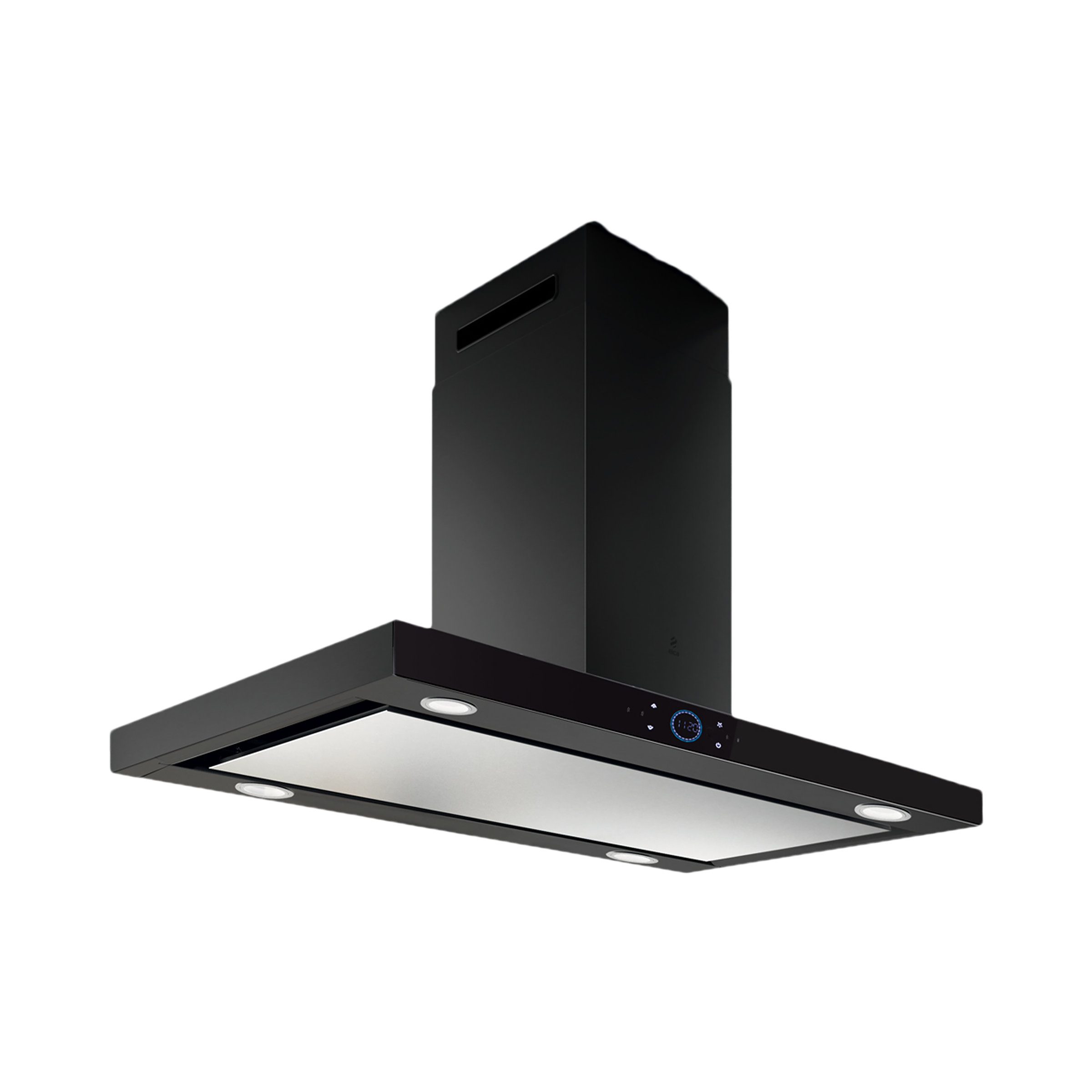 elica ISMART SPOT H6 EDS ISLAND LTW 90 NERO 90cm Ducted Ceiling Mounted Chimney with Touch Control Panel (Black)