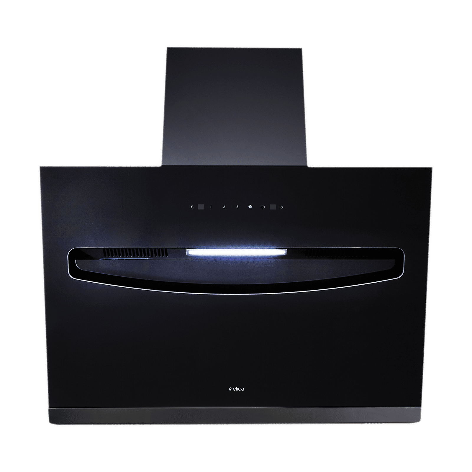 elica EFL S 907 HAC LTW VMS 90cm 1200m3/hr Ducted Auto Clean Wall Mounted Chimney with Touch Control Panel (Black)