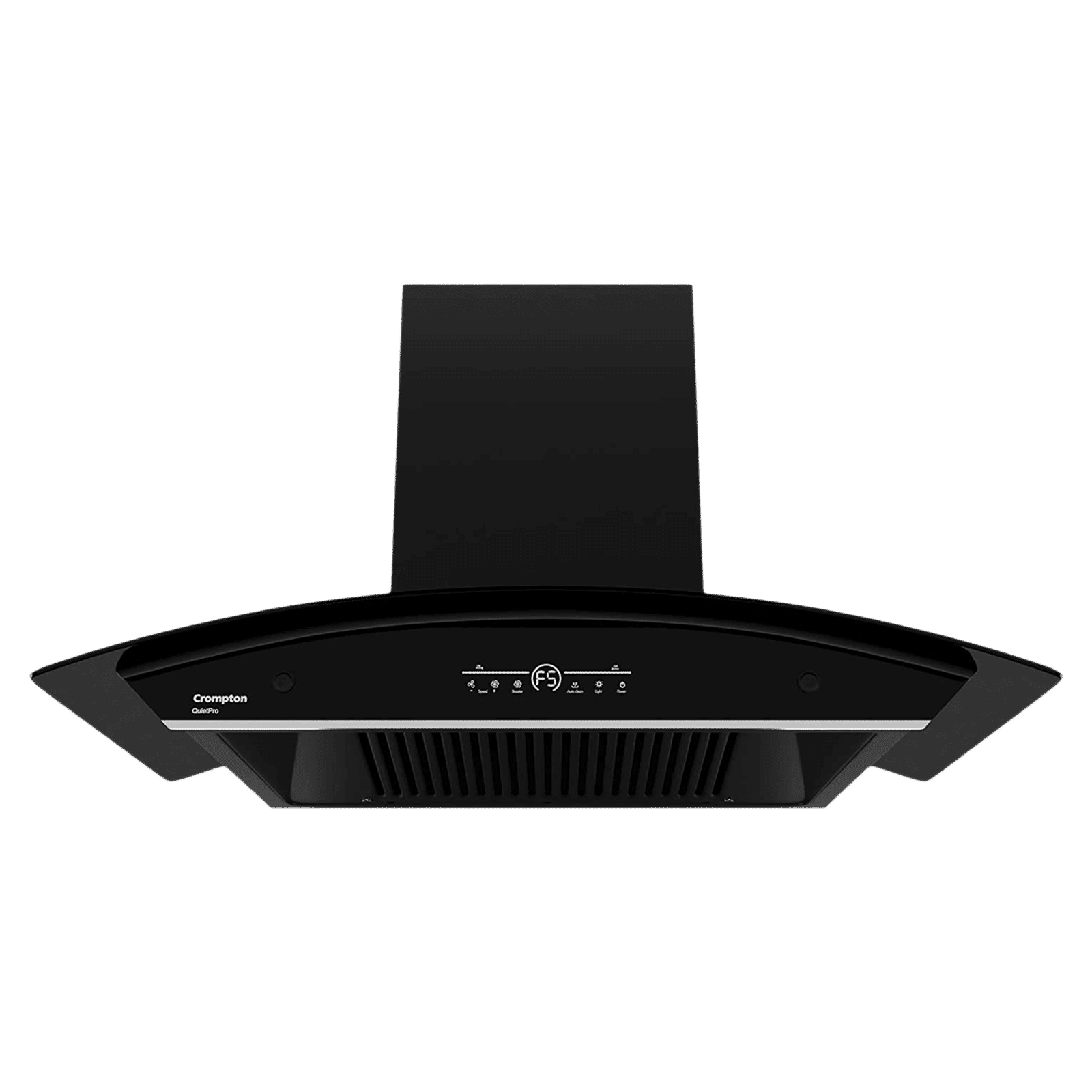 Crompton QuietPro 90cm 1420m3/hr Ductless Auto Clean Wall Mounted Chimney with Touch Control Panel (Midnight Black)
