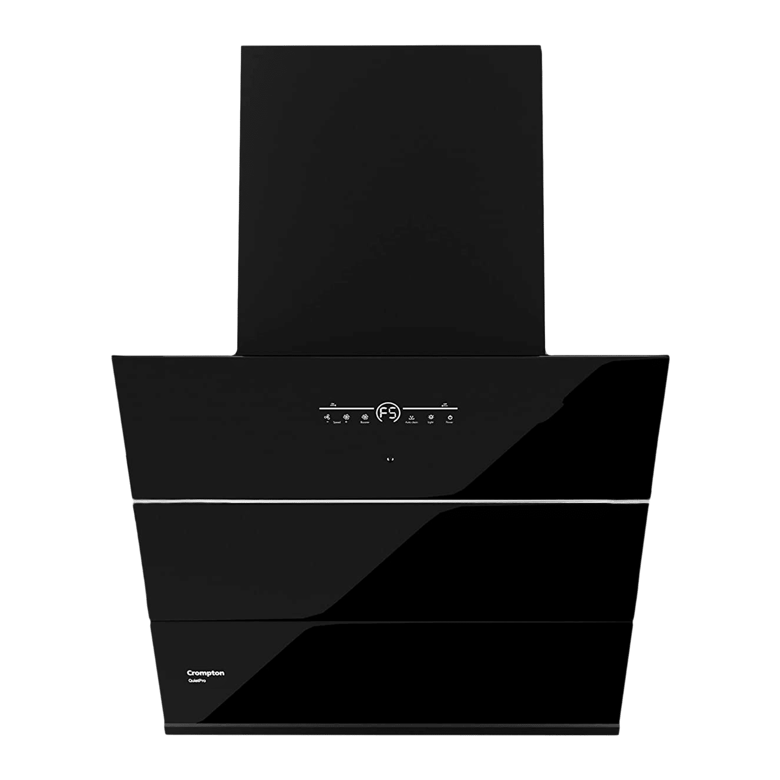 Crompton QuietPro 60cm 1780m3/hr Ductless Auto Clean Wall Mounted Chimney with Touch Control Panel (Midnight Black)