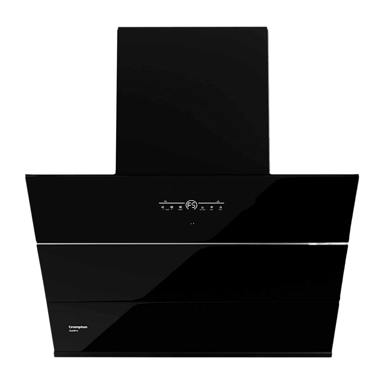 Crompton QuietPro 75cm 1660m3/hr Ductless Auto Clean Wall Mounted Chimney with Touch Control Panel (Midnight Black)