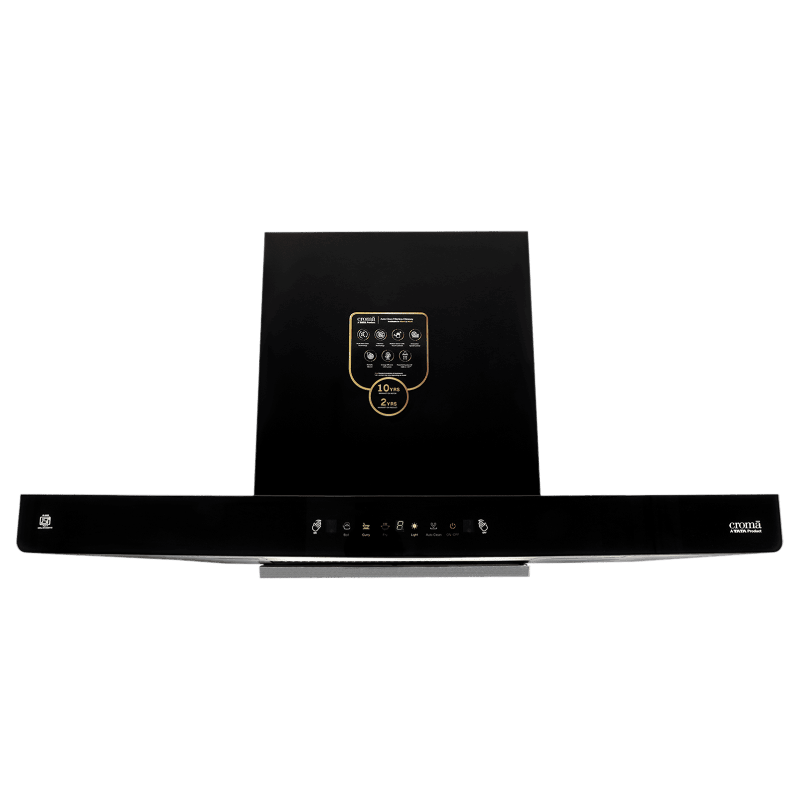 Croma AG1112 90cm 1500m³/hr Auto Clean Wall Mounted Chimney with Touch Control (Black)