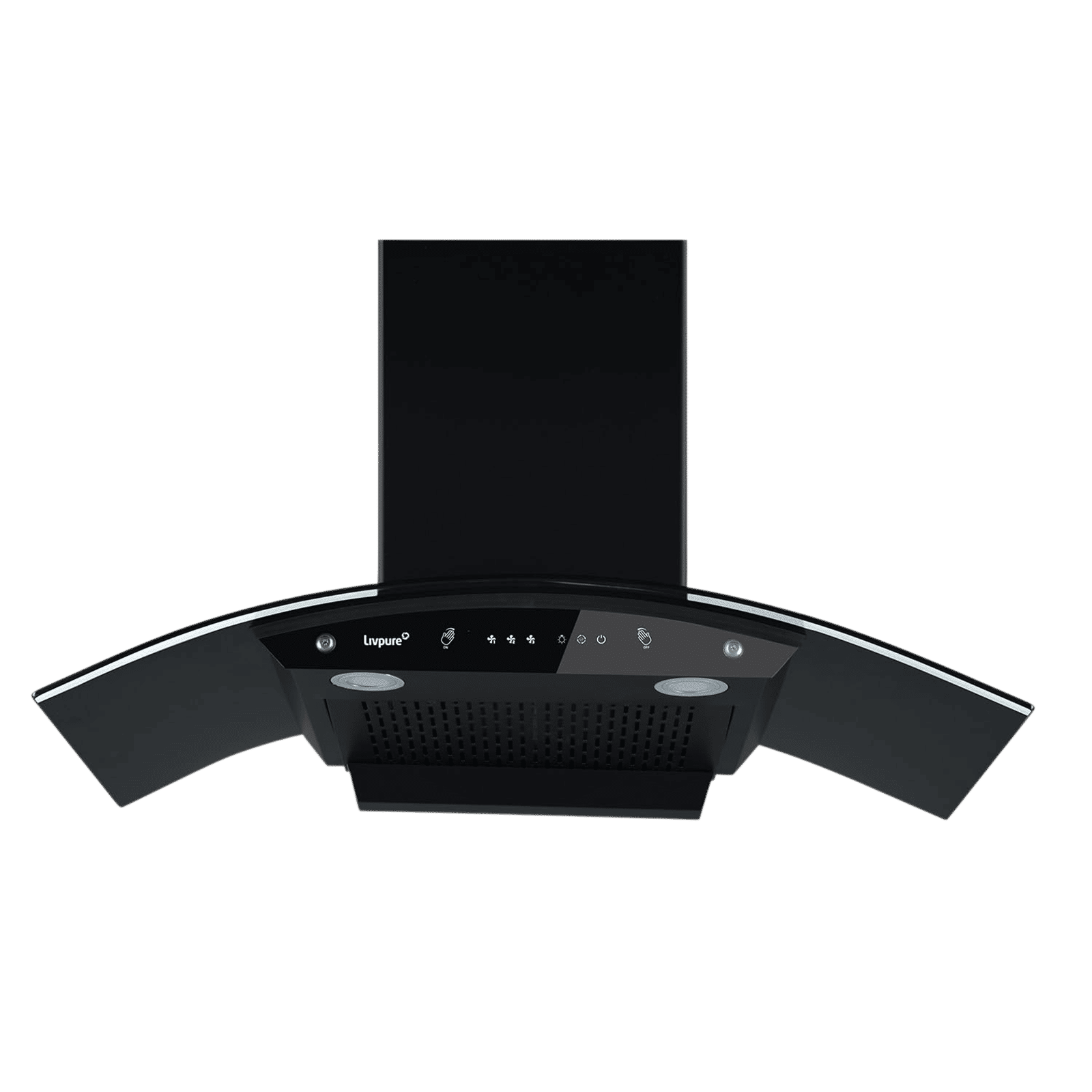 Livepure Swirl 90cm 1400m3/hr Ducted Auto Clean Wall Mounted Chimney with Motion Sensor Controls (Black)