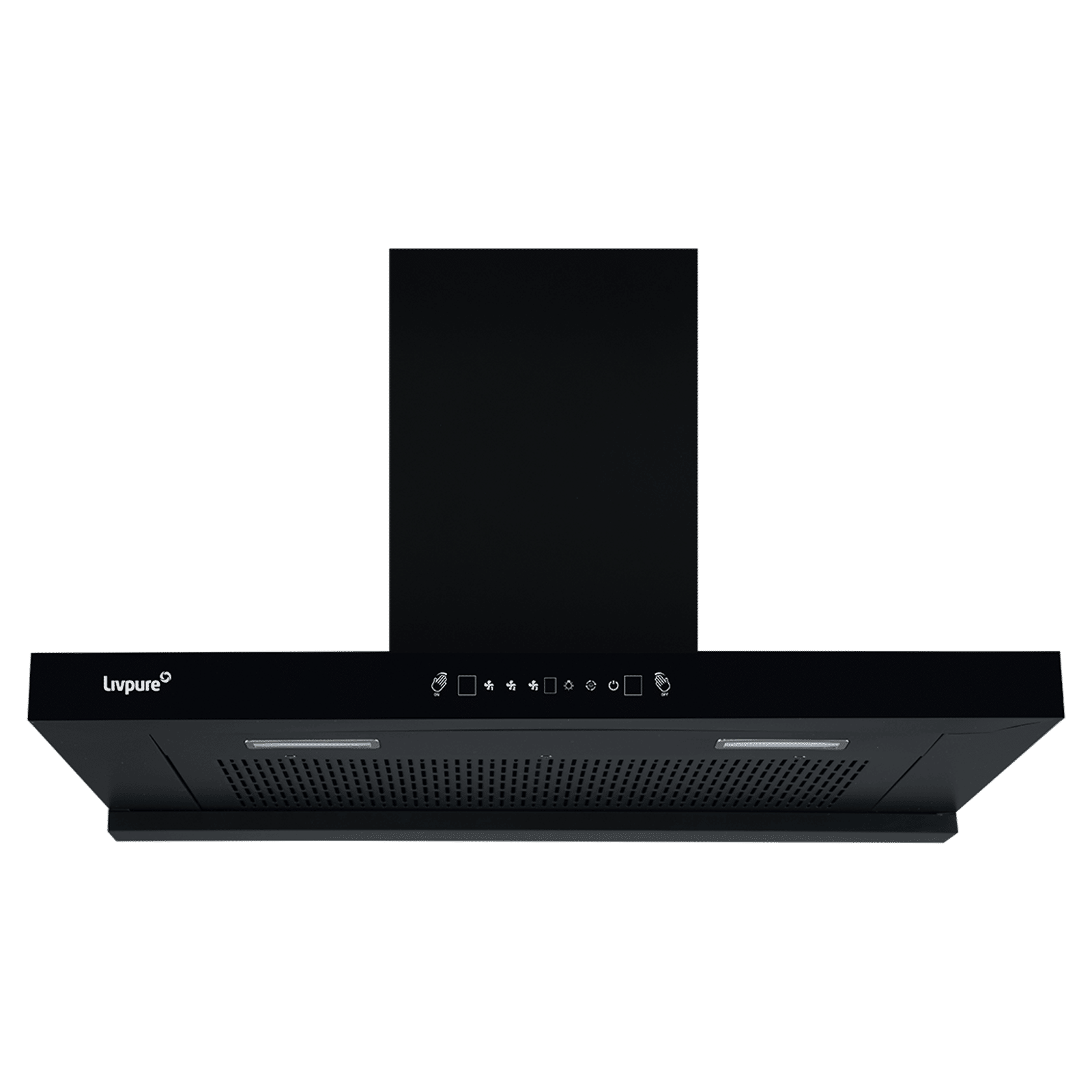 Livepure Ether 90cm 1350m3/hr Ducted Auto Clean Wall Mounted Chimney with Motion Sensor Controls (Black)