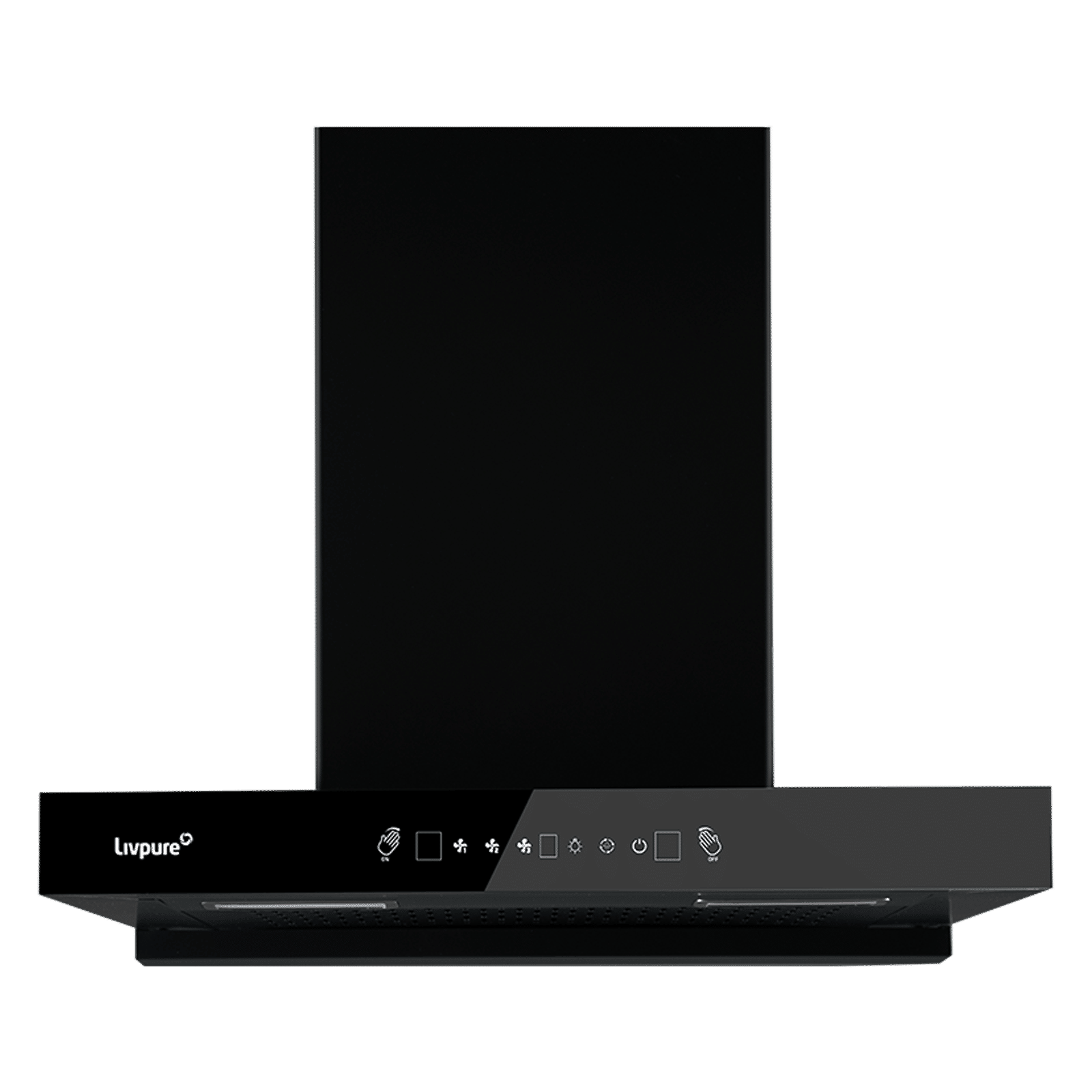 Livepure Ether 60cm 1350m3/hr Ducted Auto Clean Wall Mounted Chimney with Motion Sensor Controls (Black)