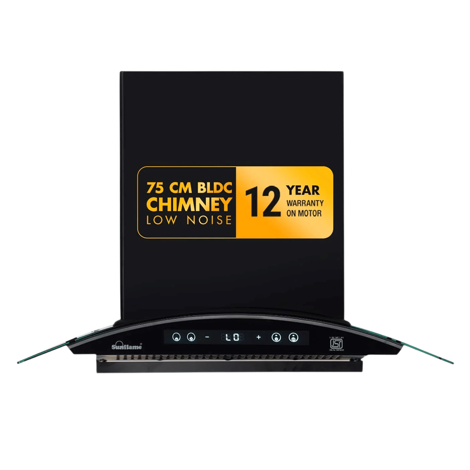 Sunflame SF-RE75 75cm 1400m3/hr Ducted Auto Clean Wall Mounted Chimney with Motion Senor Control (Black)