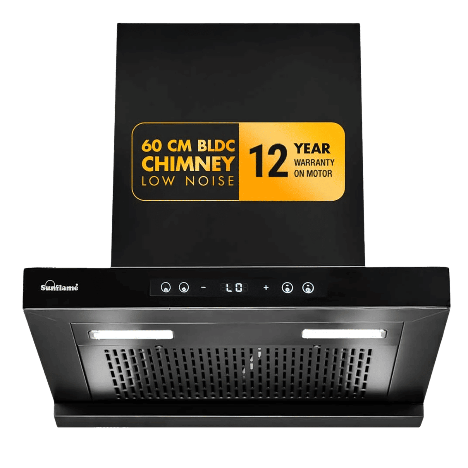 Sunflame SF-AS60 60cm 1400m3/hr Ducted Auto Clean Wall Mounted Chimney with Motion Senor Control (Black)