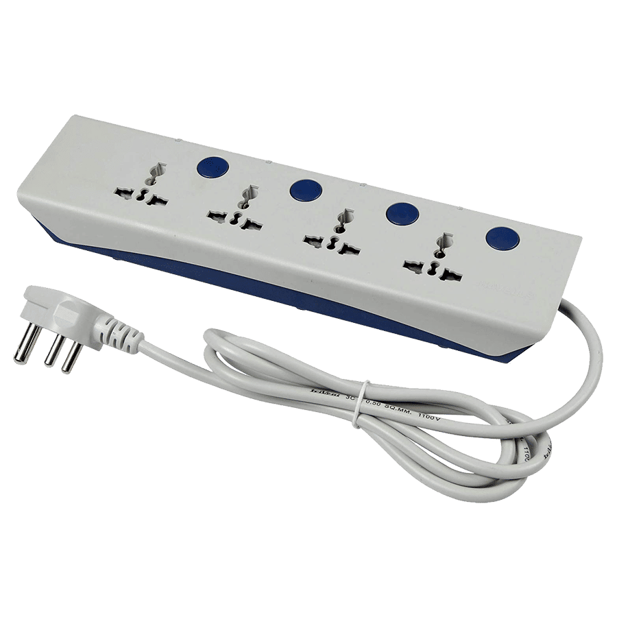 HAVELLS Royal Star 10 Amps 4 Sockets Plus 4 Surge and Spike Guard (2 Meters, Surge Protection, AHNKXXB104, Grey)