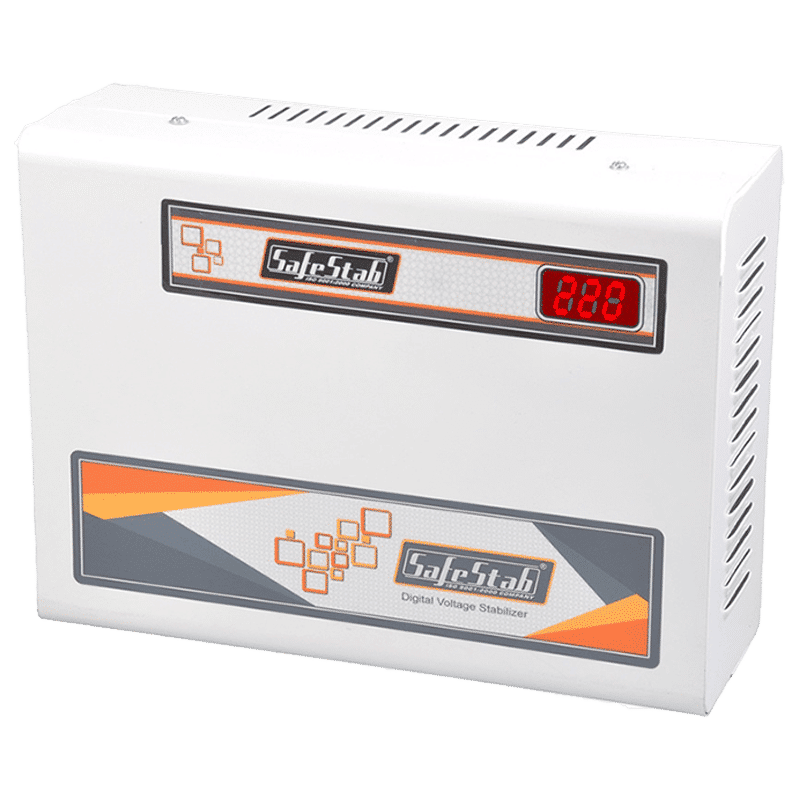 SafeStab 12 Amps Voltage Stabilizer For 1.5T Air Conditioner (150 - 270 V, Latest IC Technology, VST400D PLUS, White)