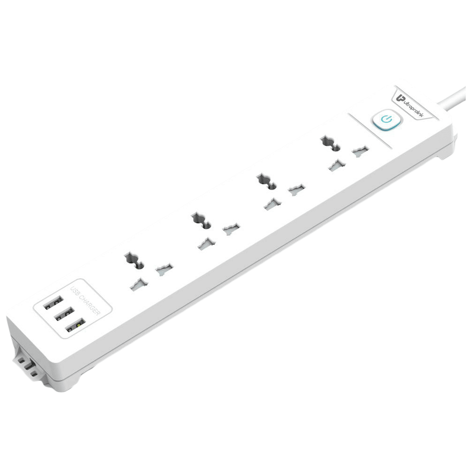 Ultraprolink 2.4 Amps 4 Sockets Surge Protector with Individual Switch (2 Meters, 3 USB Ports, UM1049U, White)