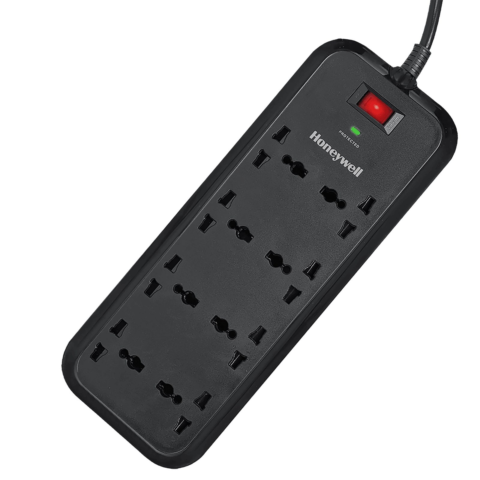 Honeywell 20000 Amps 8 Sockets Surge Protector (2 Meters, Automatic Overload Protection, HC000010, Black)