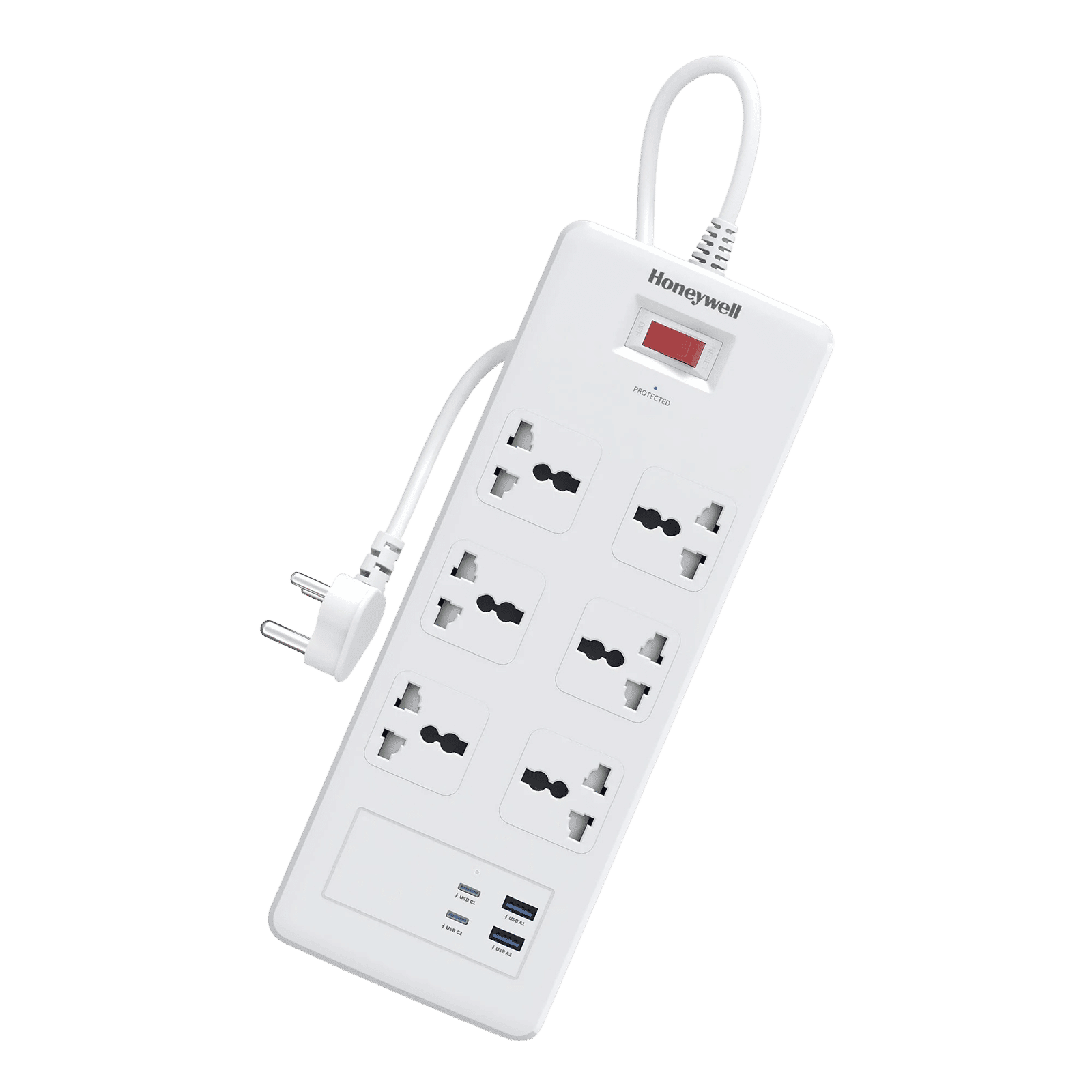 Honeywell 36000 Amps 6 Sockets Surge Protector (1.8 Meters, Automatic Overload Protection, HC000050, White)