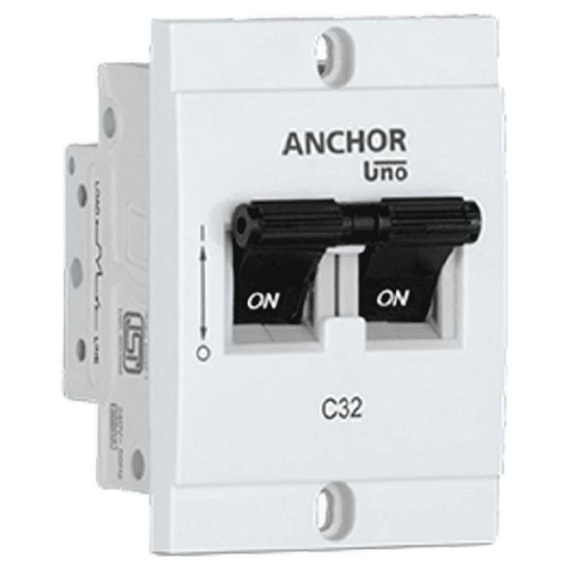 Anchor Uno Mini 25A DP - C Type MCB (98250, White)