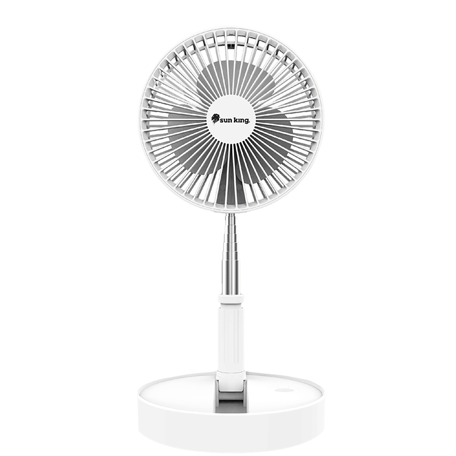 sun king 203.2mm 3 Blade Rechargeable Pedestal Fan with 7650 mAh Battery (BLDC Motor, White)