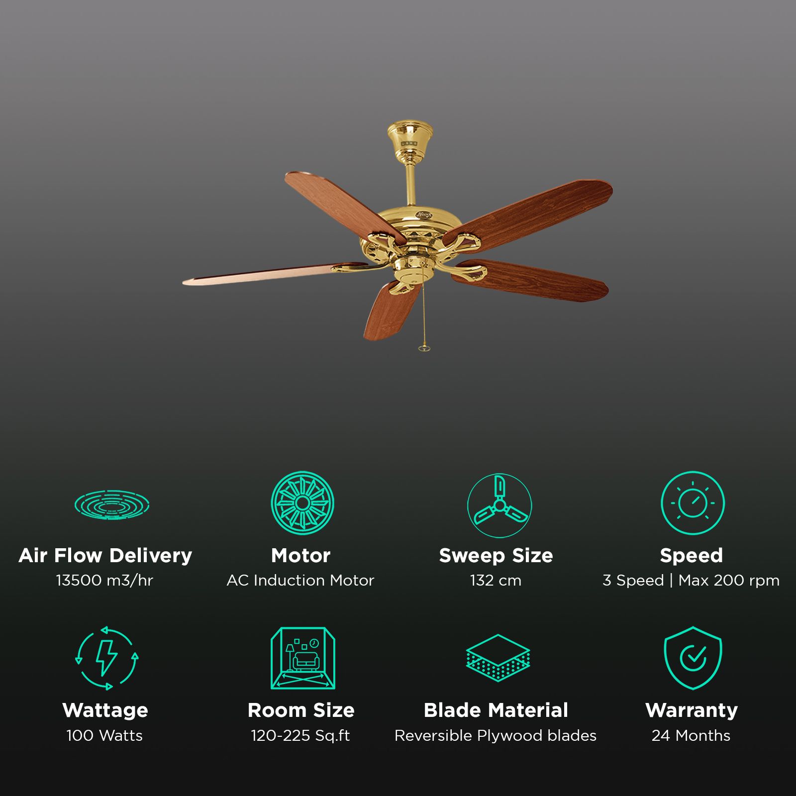 Usha 1300MM Usha Hunter Savoy BR Brass CF