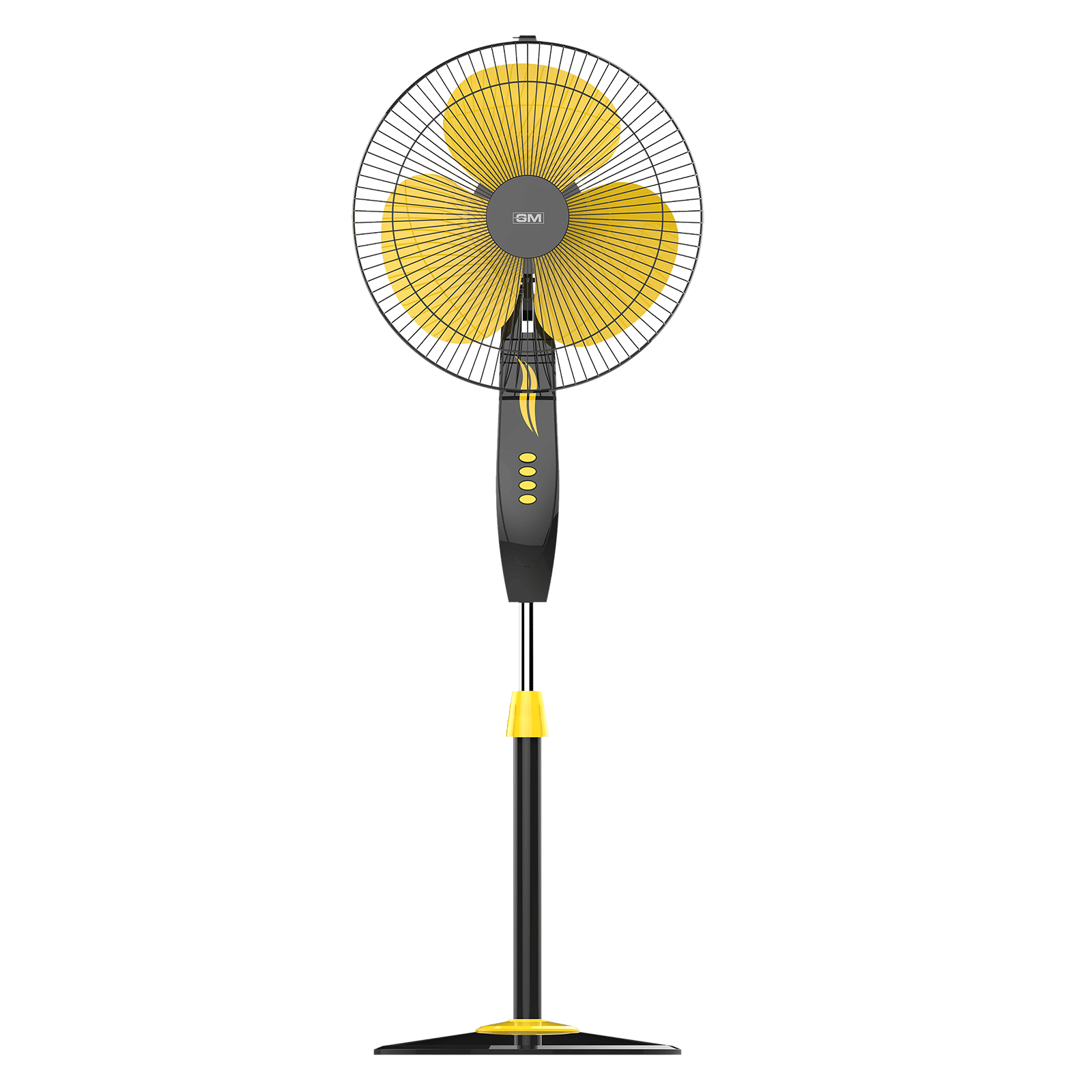 GM Livo 400mm 3 Blade Noiseless Operation Pedestal Fan (Rust Proof, Yellow & Black)
