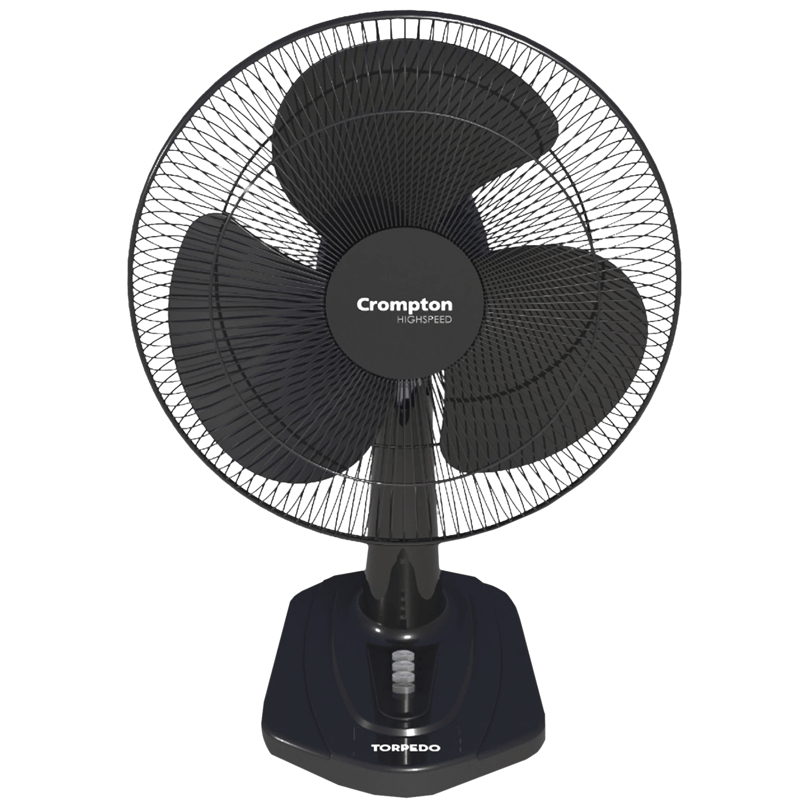 Crompton Torpedo 400mm 3 Blade High Speed Torpedo Table Fan (Smooth Oscillation, Black)