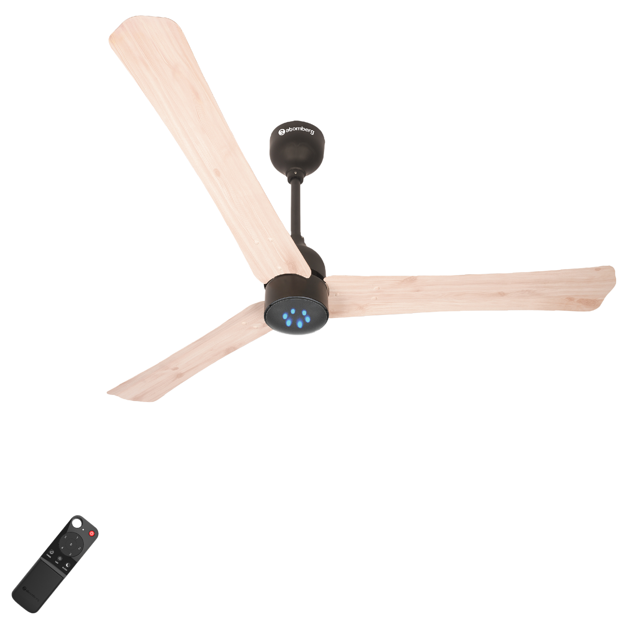 atomberg Renesa Smart Plus 1200mm 3 Blade BLDC Motor Ceiling Fan with Remote (LED Indicators, Natural Oak Wood)