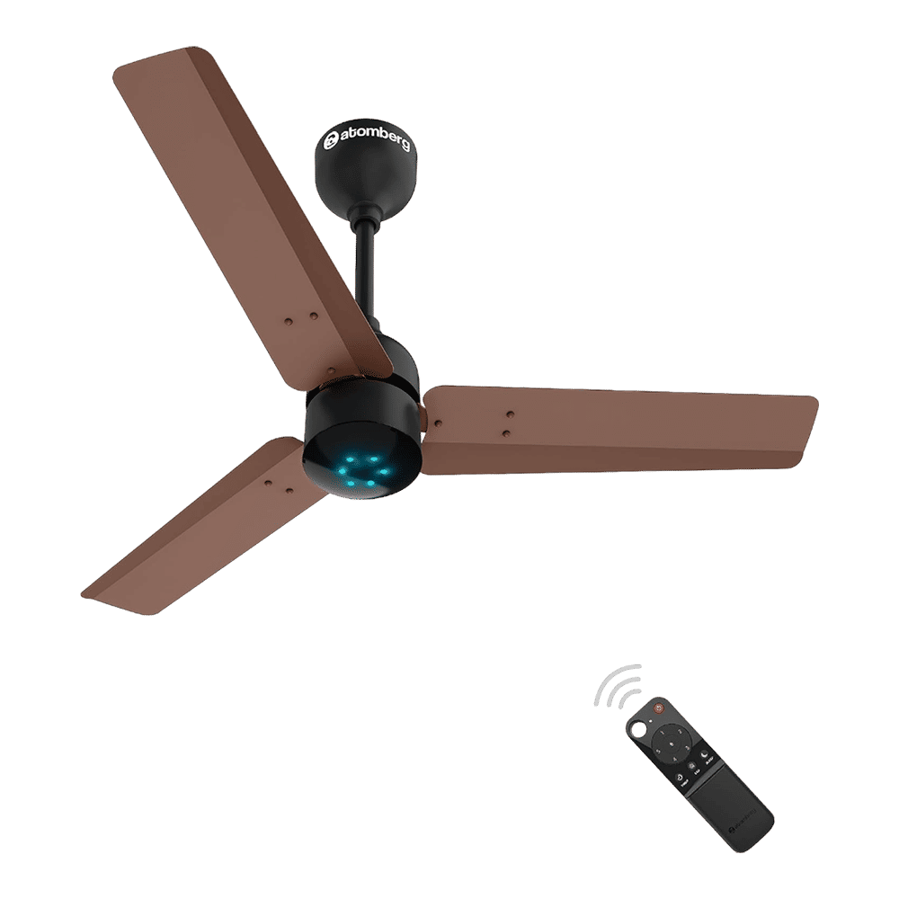 atomberg Renesa 5 Star 900mm 3 Blade BLDC Motor Ceiling Fan with Remote (LED Indicator, Brown & Black)