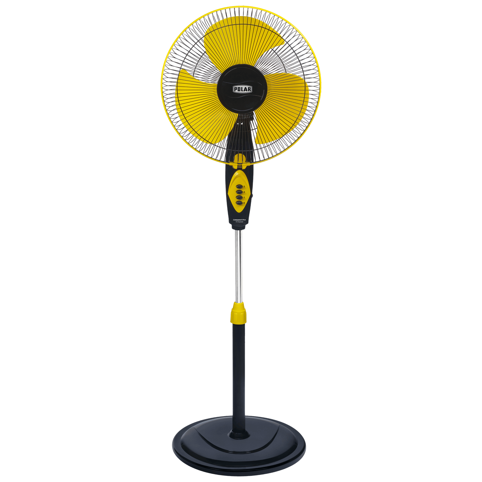 POLAR Conquest 1 Star 400mm 3 Blade Copper Motor Pedestal Fan (Auto Thermal Overload Protection, Yellow & Black)