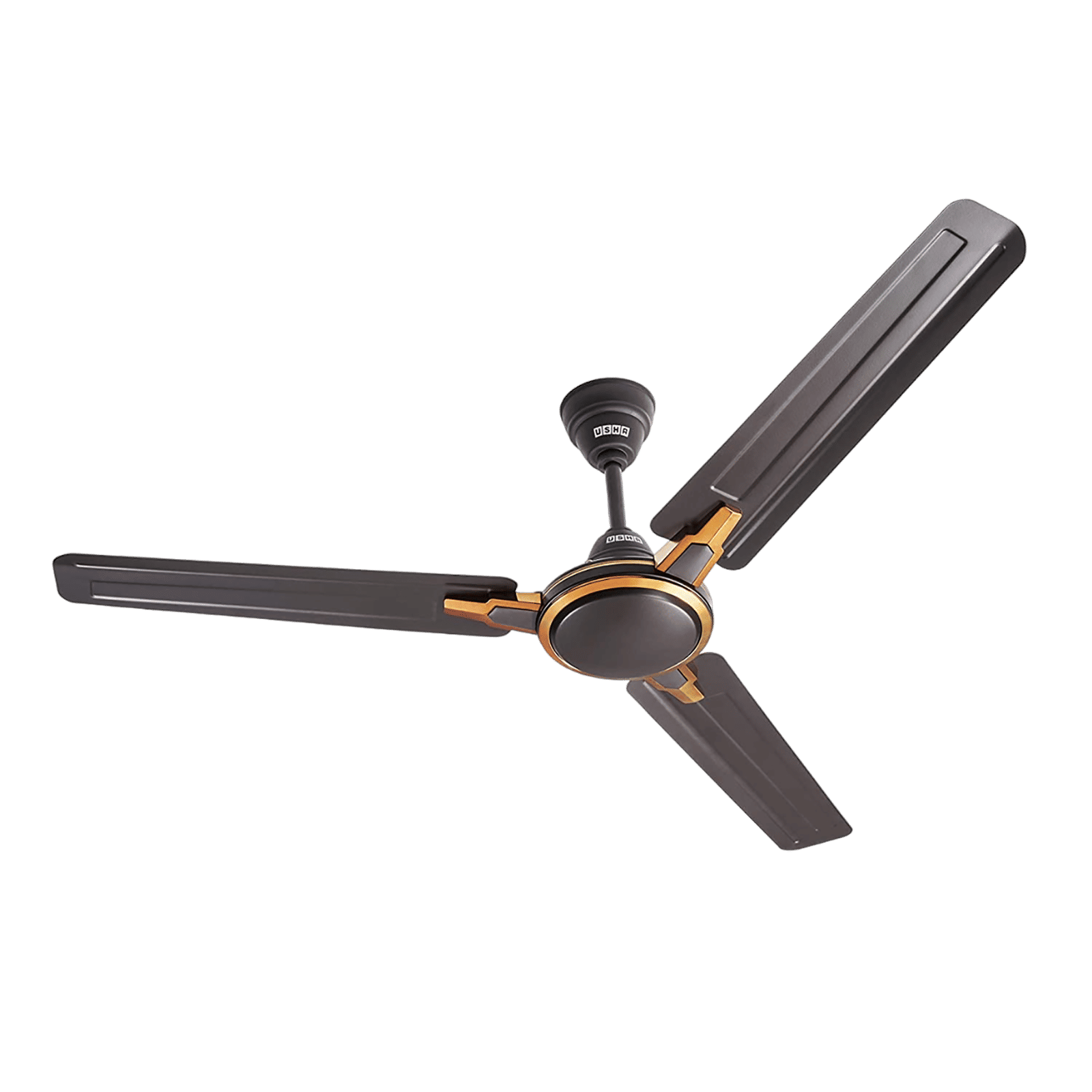 USHA Racer Chrome 1 Star 1200mm 3 Blade Copper Motor Ceiling Fan (Low Voltage, Smoke Brown)
