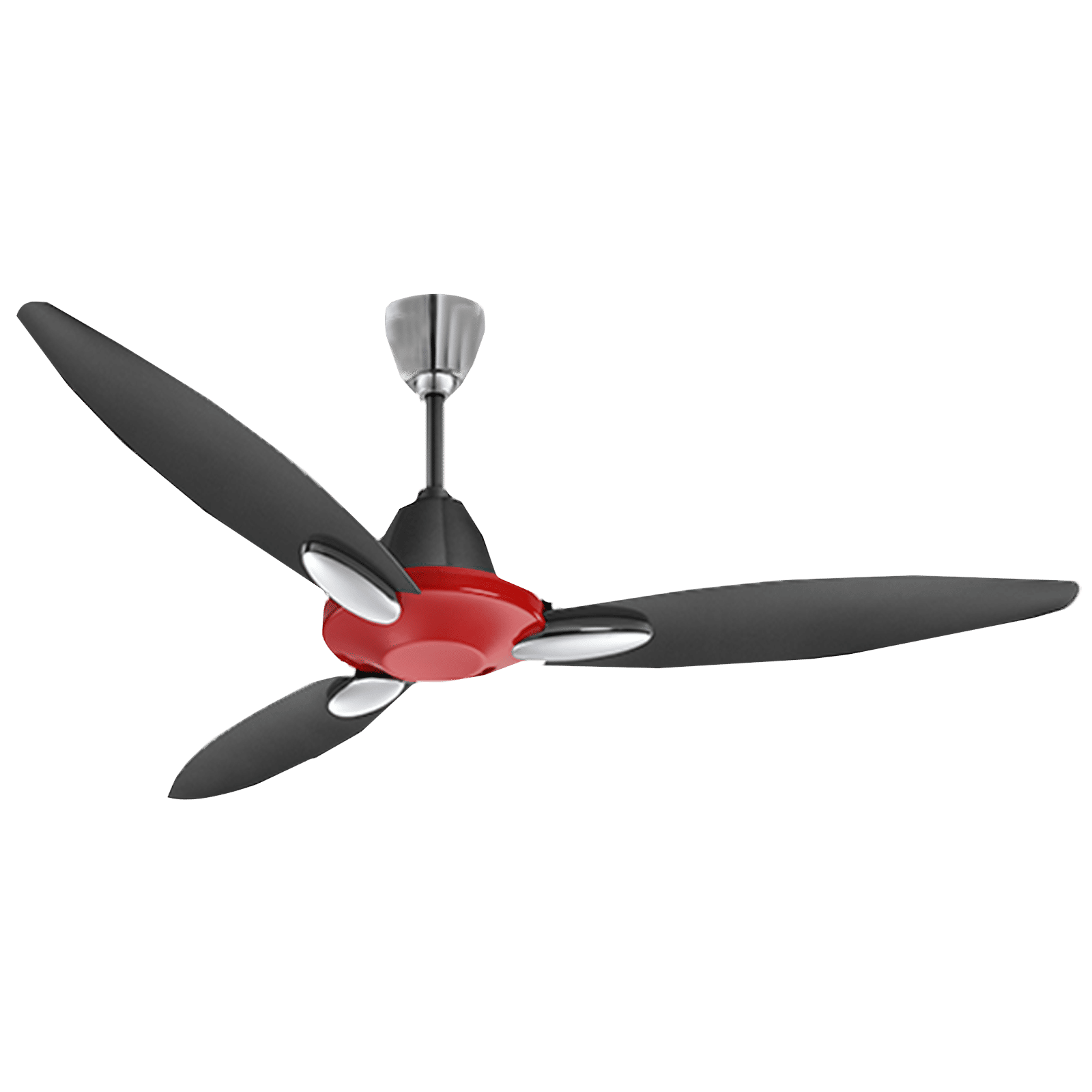 USHA Bloom Daffodil 1 Star 1250mm 3 Blade Electroplated Finish Ceiling Fan (Dust Resistant, Red & Black)
