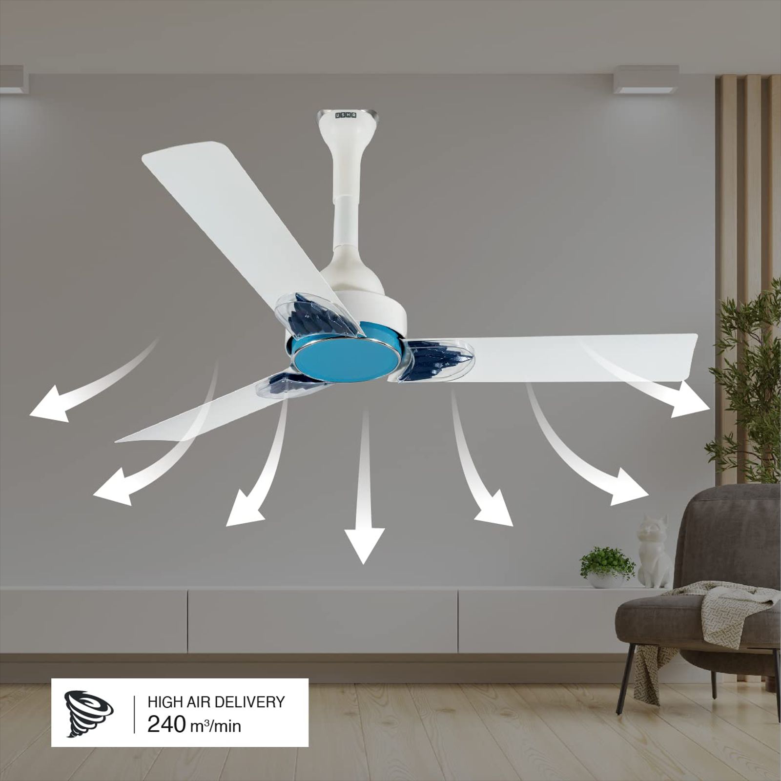 Usha CF PI Plus 1200MM White 5STG Bldc