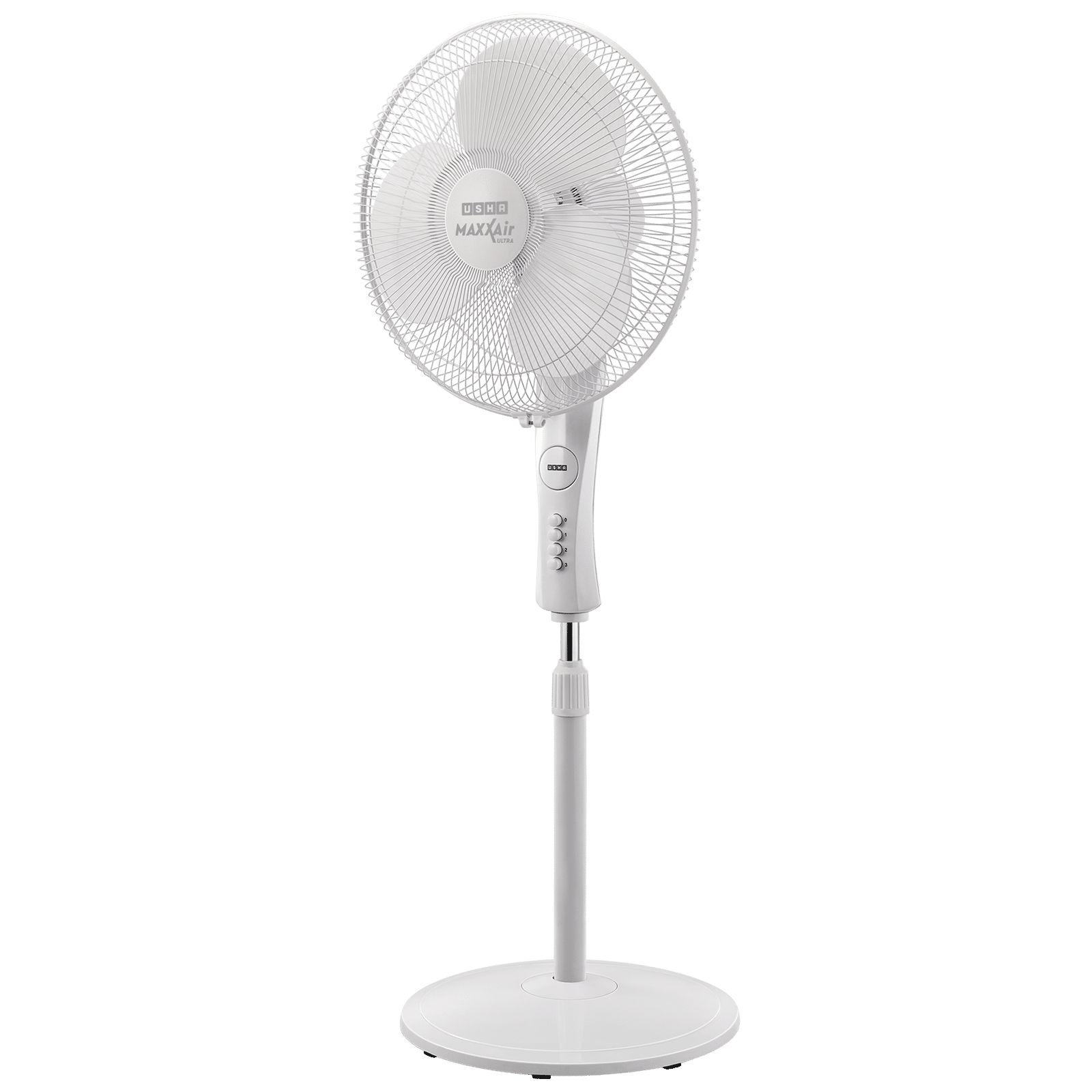 USHA Maxx Air Ultra 400mm 3 Blade Copper Motor Pedestal Fan (Sturdy Blades, White)