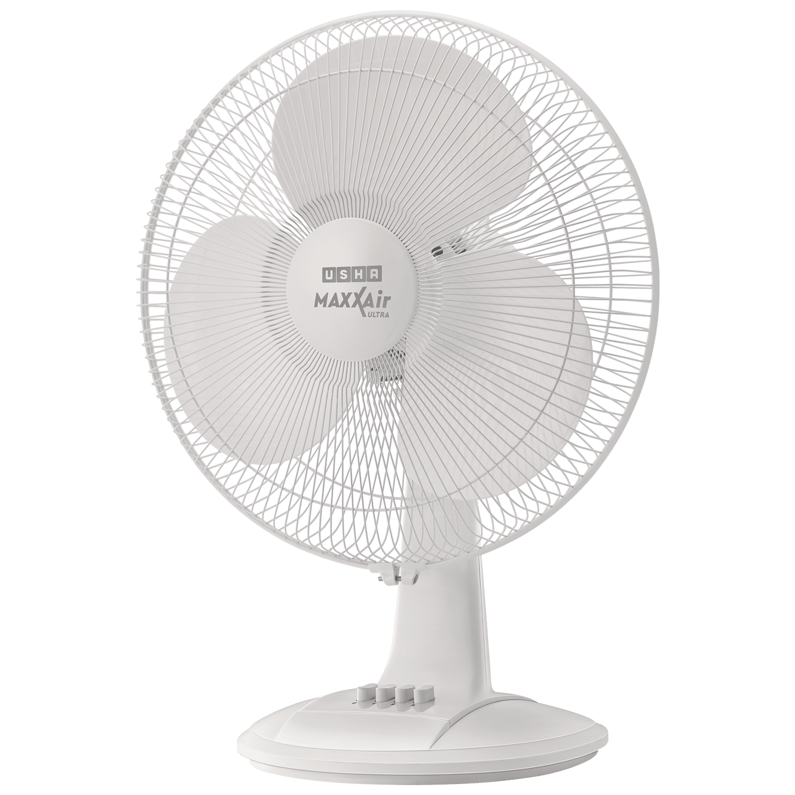 USHA Maxx Air Ultra 400mm 3 Blade Thermal Overload Protector Table Fan (Jerk Free Oscillation, White)