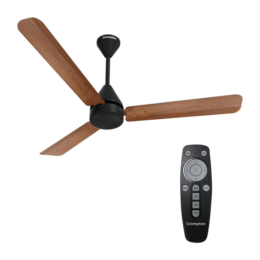 Crompton Hyperjet Plus 5 Star 1200mm 3 Blade BLDC Motor Ceiling Fan with Remote (Inverter Technology, Dark Cherry Wood)