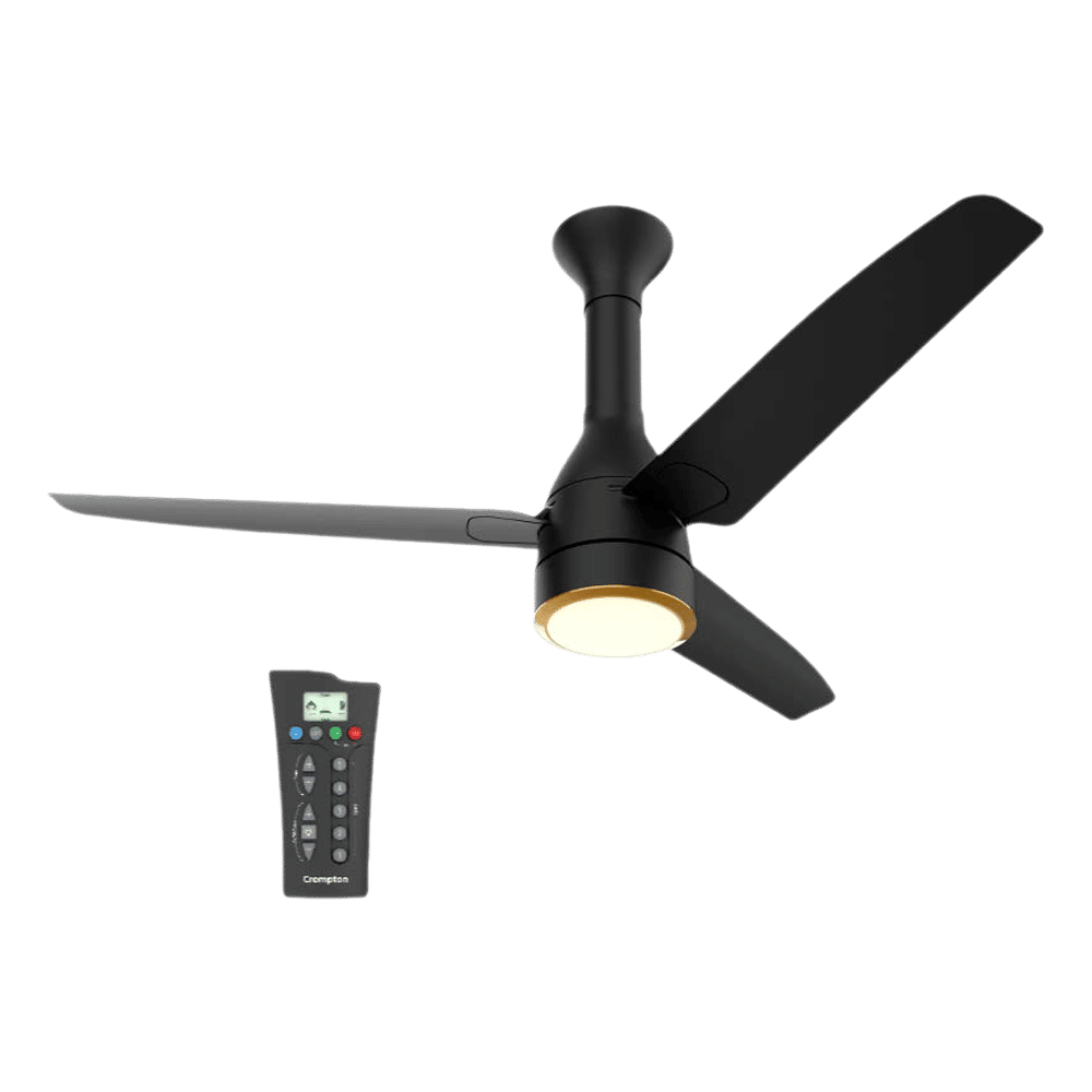 Crompton Energion Roverr Underlight 5 Star 1200mm 3 Blade BLDC Motor Ceiling Fan with Remote (Intelligent Memory Function, Matte Black)