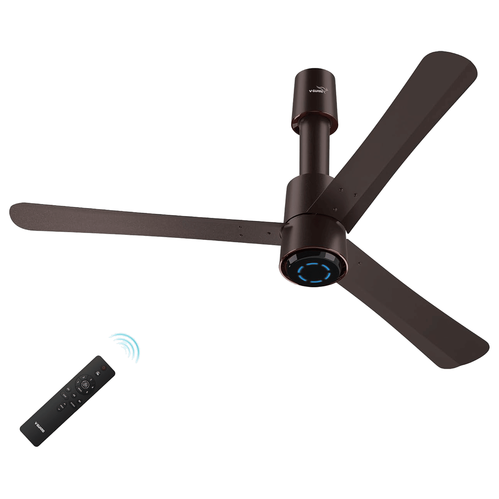 V-GUARD Insight-G 5 Star 1200mm 3 Blade BLDC Motor Ceiling Fan with Remote (UI LED Lights, Elegance Brown Matte)