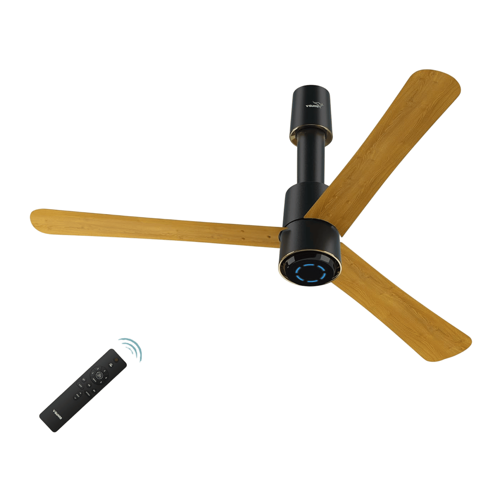 V-GUARD Insight-G 5 Star 1200mm 3 Blade BLDC Motor Ceiling Fan with Remote (UI LED Lights, Choco Gold Wood)