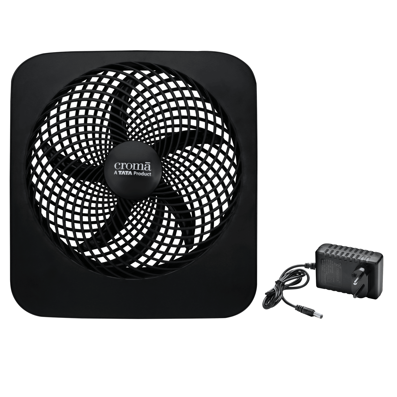 Croma 225mm 5 Blade Rechargeable Desk Fan (High Air Delivery, Black)