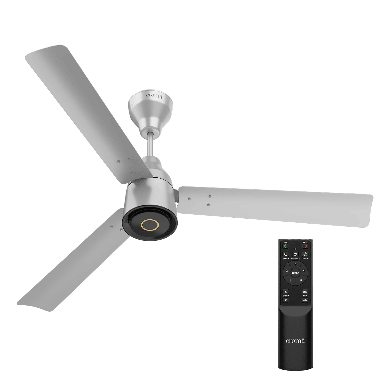 Croma 5 Star 1200mm 3 Blade BLDC Motor Ceiling Fan with Remote (LED Indicator, Silver Mist)