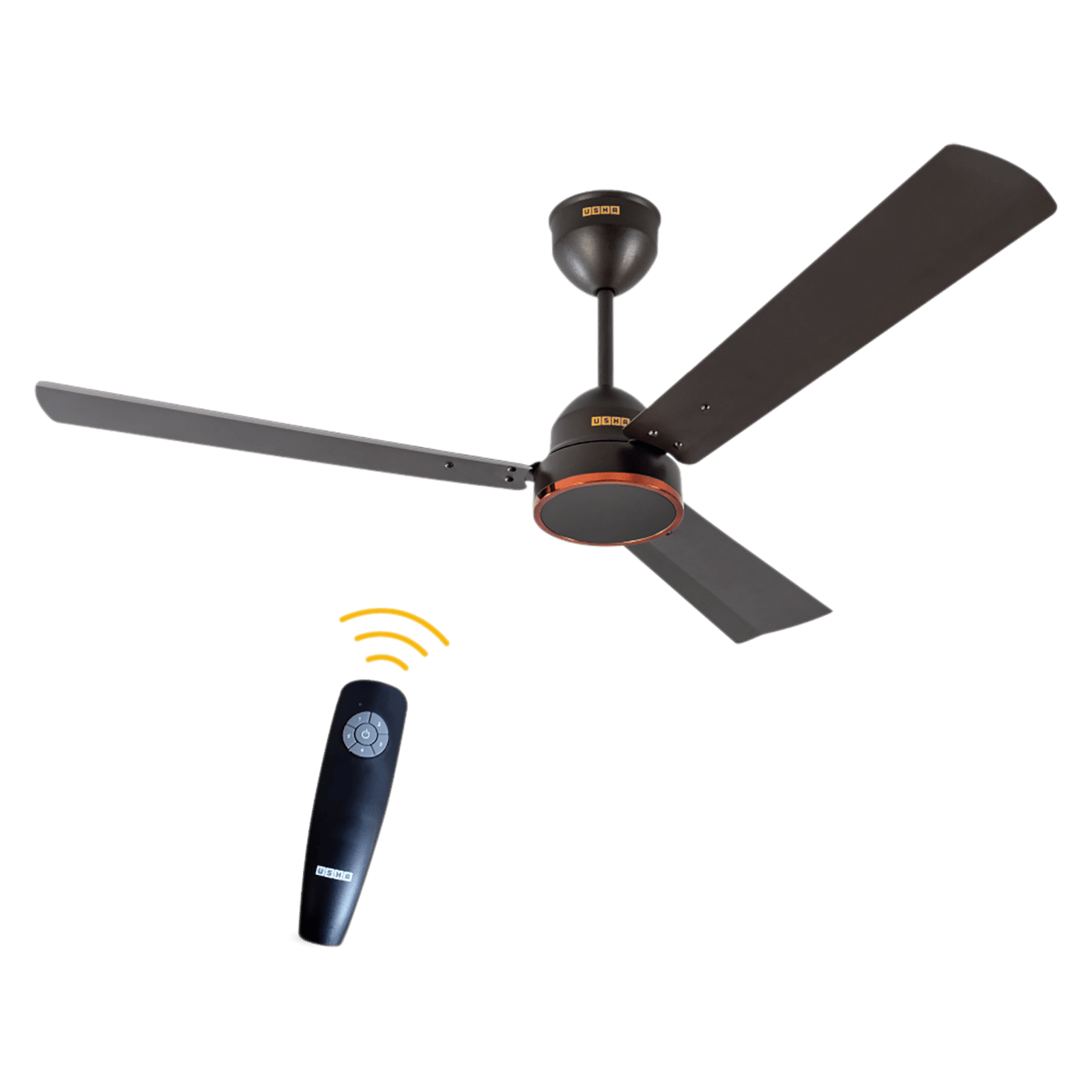 USHA AeroEdge 5 Star 1200mm 3 Blade BLDC Motor Ceiling Fan with Remote (Whisper Quiet Technology, Smoke Brown)