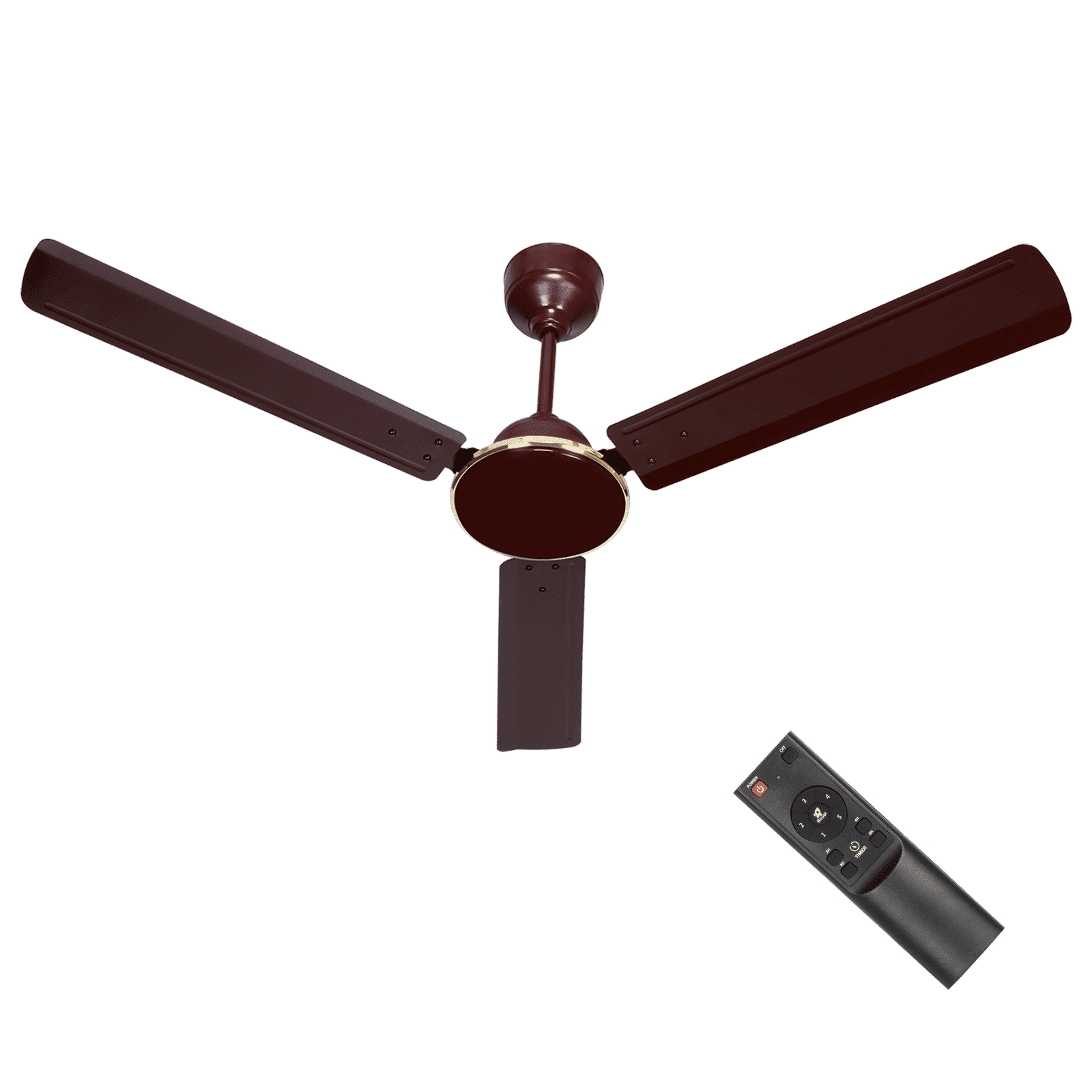 Croma AF2006 5 Star 1200mm 3 Blade BLDC Motor Ceiling Fan with Remote (Sleep Function, Brown)