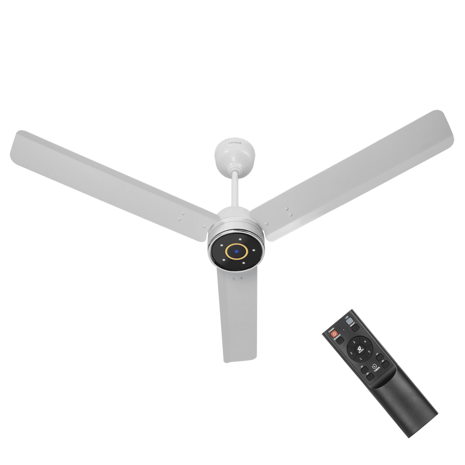 Croma 5 Star 1200mm 3 Blade BLDC Motor Ceiling Fan with Remote (LED Speed Indicator, White)