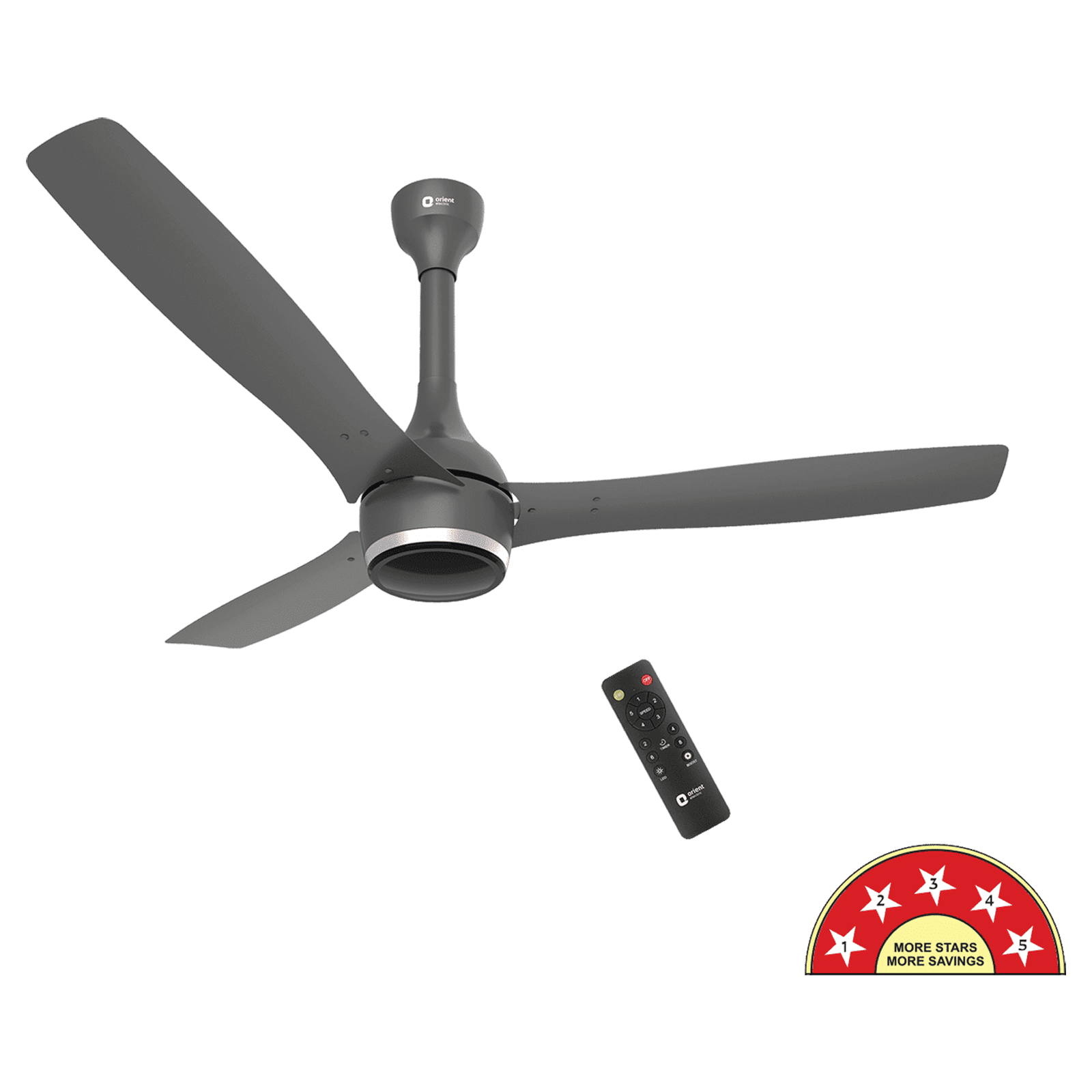 Orient Aeon 5 Star 1200mm 3 Blade BLDC Motor Ceiling Fan with Remote (Antidust, Cloud Grey)