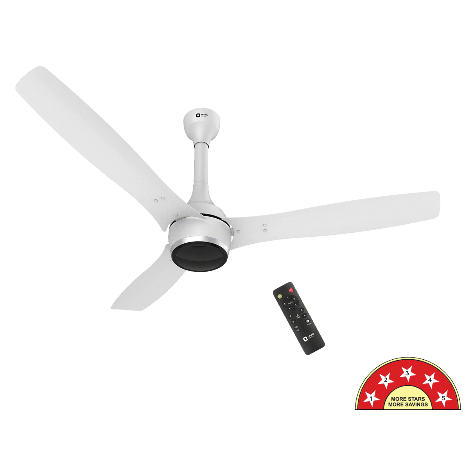 Orient Aeon 5 Star 1200mm 3 Blade BLDC Motor Ceiling Fan with Remote (Antidust, Pixel White)