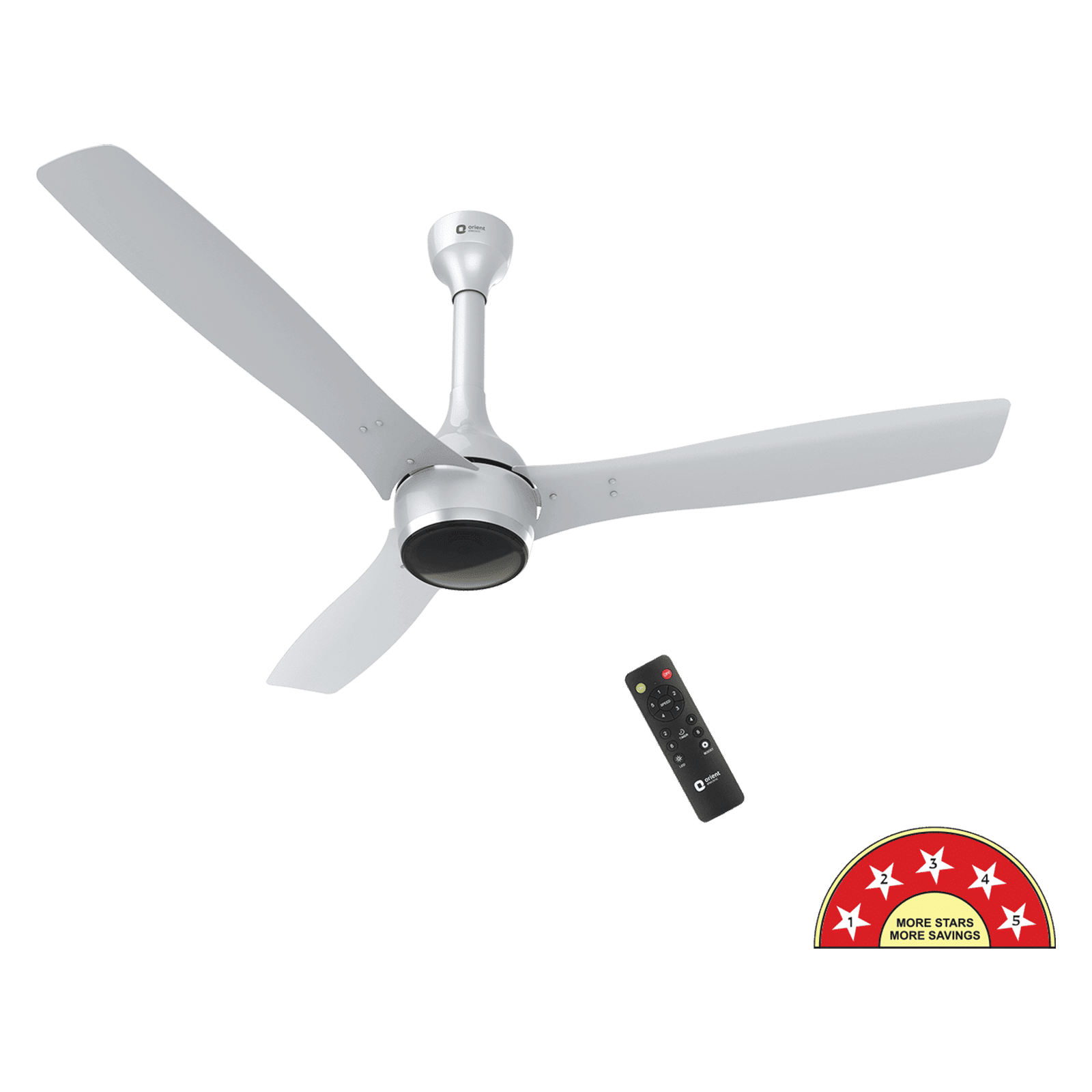 Orient Aeon 5 Star 1200mm 3 Blade BLDC Motor Ceiling Fan with Remote (Antidust, Platinum Silver)