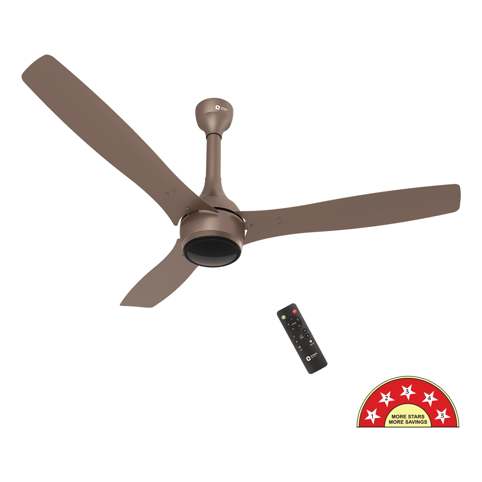 Orient Aeon 5 Star 1200mm 3 Blade BLDC Motor Ceiling Fan with Remote (Antidust, Tangerine Brown)
